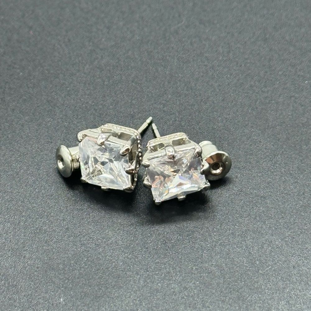 SWAROVSKI Elements 10mm Princess Cut Solitaire Crystal Post Earrings